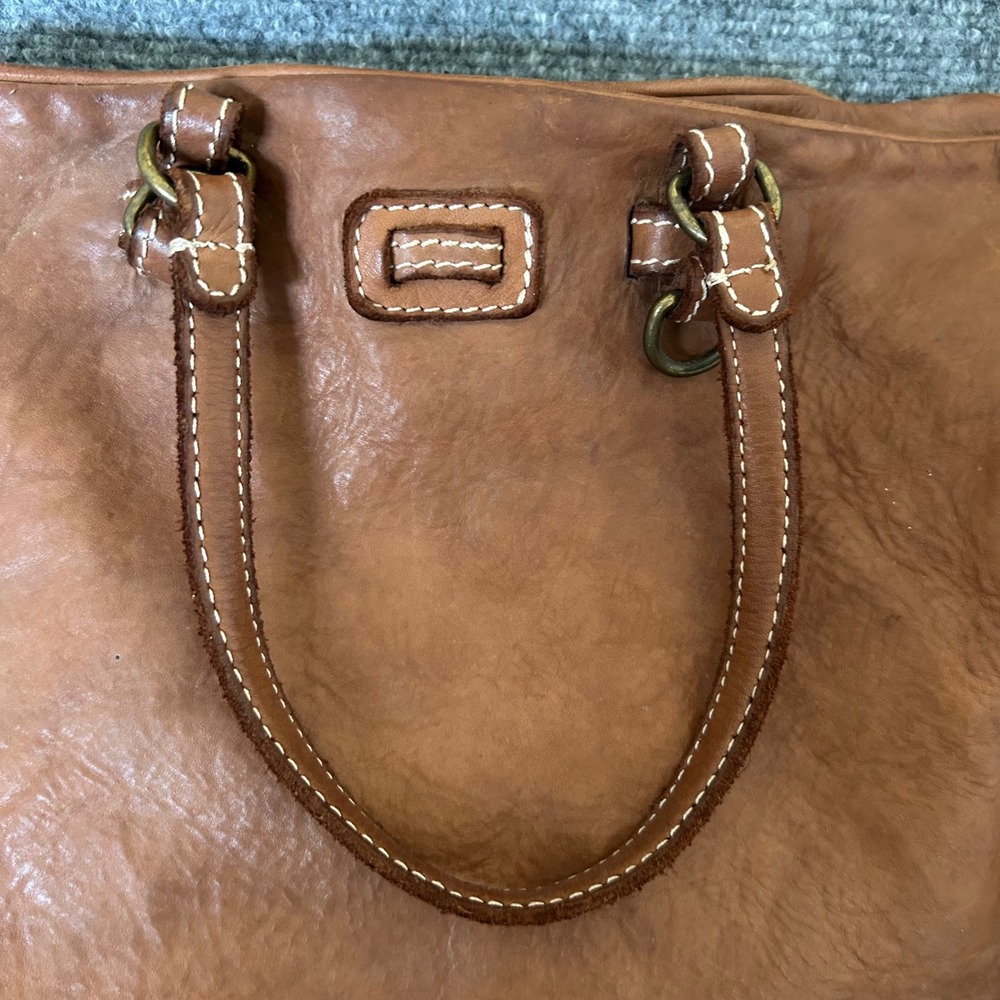 Costanza Rota Brown Leather Tote Bag Made in Italy Triple Compartment Cognac - Picture 2 of 12